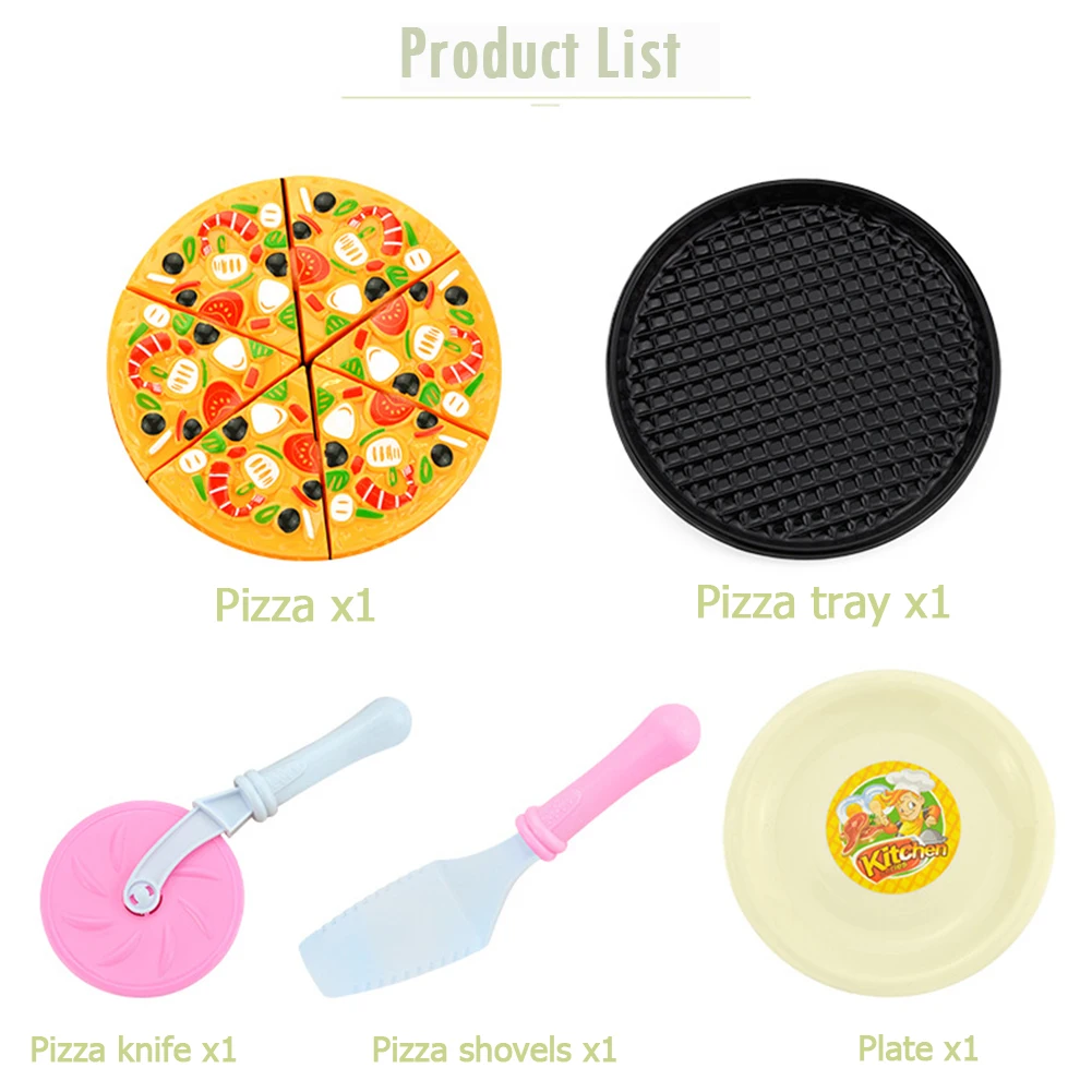 9Pcs Food Pretend Play Pizza with Cutter & Shovel Pizza Cutting Toy Creative Pretend Cooking for Boys Girls