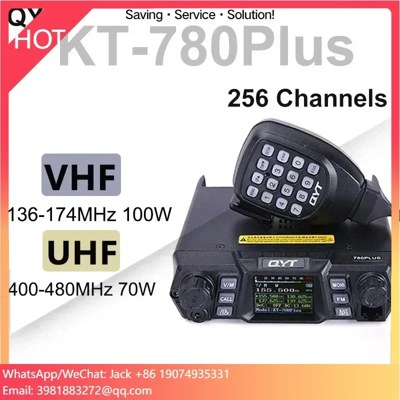 QYT KT-780Plus 모바일 무전기 베이스 싱글 밴드 VHF 워키토키 100W..