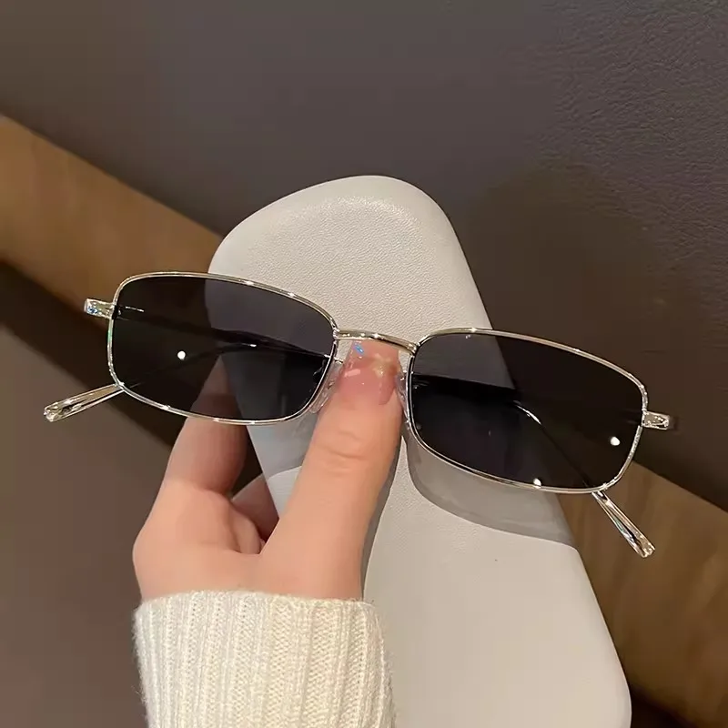 ✨Women\'s Grey Small Narrow Rectangle Sunglasses Retro Skinny Sunnies Eyewear grey jack Narrow Rectangle Sunglasses, Small Y2K Polarized  main image 3