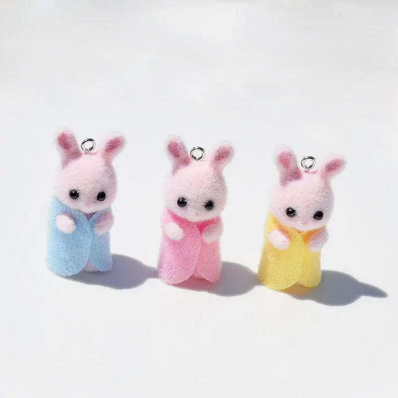 10PCS3D Cute Dressed Clothes Bunny Charms Resin  Accessories For Making Diy Necklace Earrings Keychain Handmade  Supplies