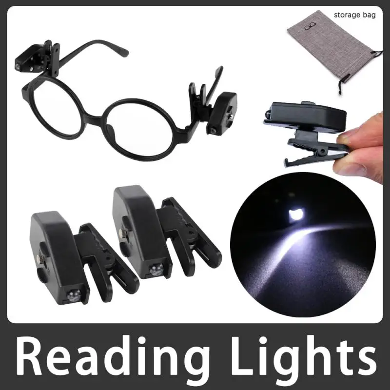 

2pcs/lot Flexible Book Reading Lights Lamp Night Light For Eyeglass And Tools Universal Portable Mini LED Eyeglass Clip On Book
