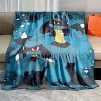 japanese anime Pokemon Mega Lucario Flannel Fluffy Soft Blanket Figures Home Sofa Break Blanket Children Blanket Nap Cover Kid 2