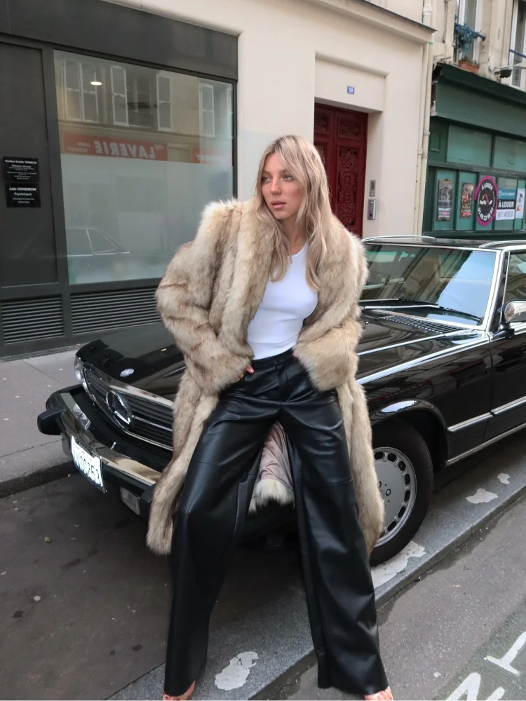 Chic Gradient Lapel Cropped Faux Fur Coat Women Fashion Long Sleeve Short Thickening Jacket Winter New Ladies Highstreet Outwear 6