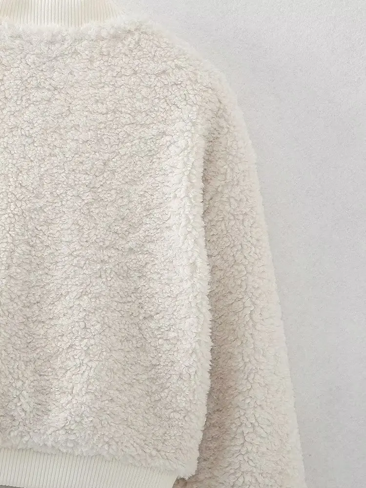 Withered Blogger High Street Artificial Lamb Wool Flight Jacket Fashion Bomber Jacket Short Top Winter Coat Women