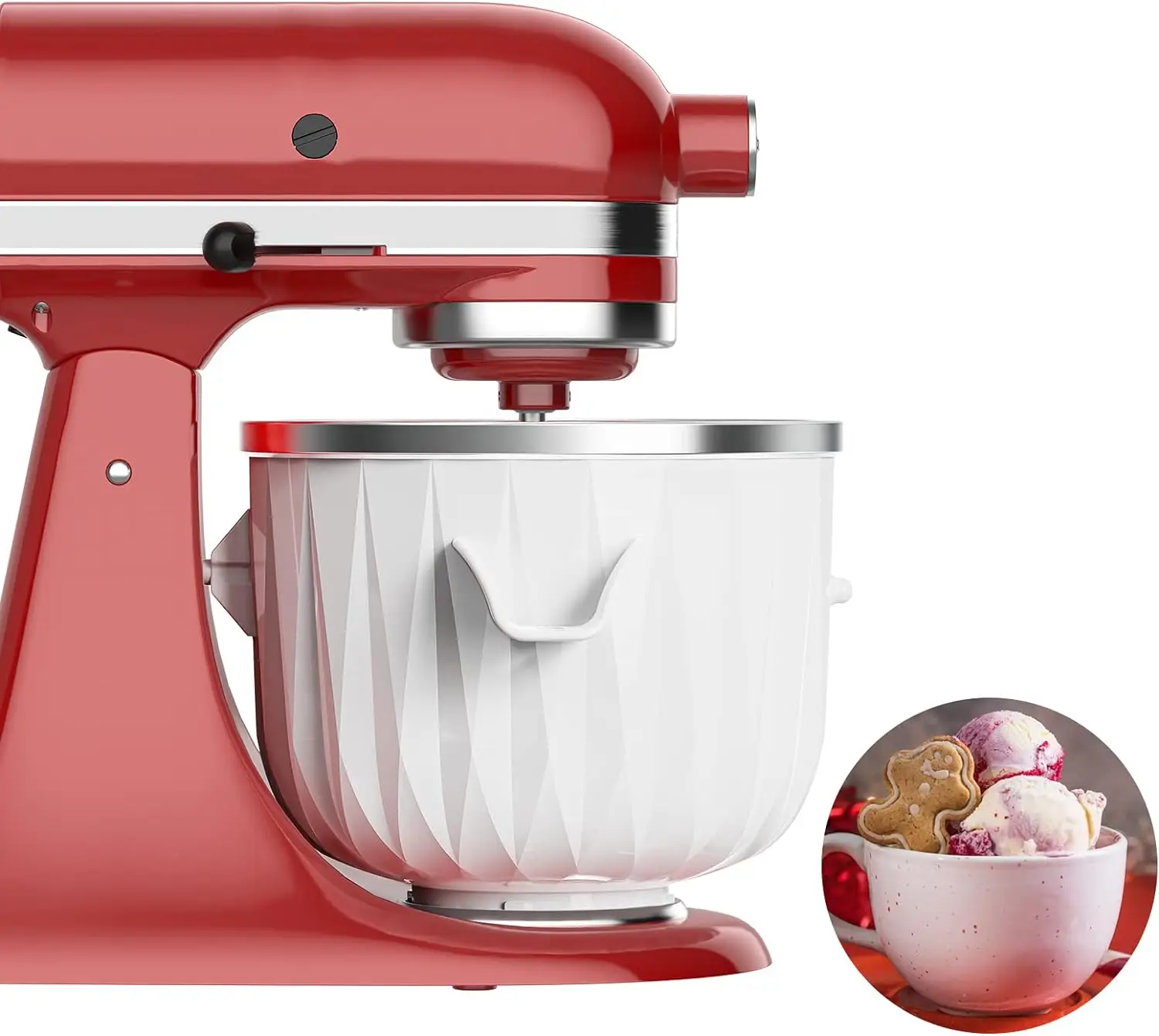 

Ice Cream Attachment for , Ice Cream & Sorbet Gelato Maker, 2 Quarts Yogurt Ice Cream Maker Attachment for 4.5Qt and Large Ice