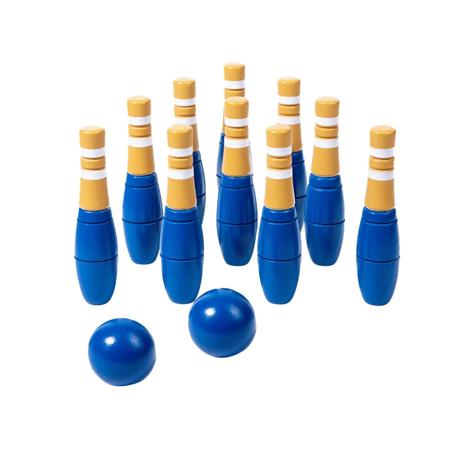 Wood Bowling Set Skittles Toys Bowling Game Props Wood 10 Bottles Outdoor Toys Educational Children`s Bowling Toys for Garden