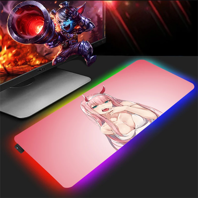 Mouse Pad Mats Sexy Ahegao Computer Mini Deskmat Gaming RGB Anime Cartoon PC Gamer Cabinet Mat Backlit Mause Keyboard Desk Pads