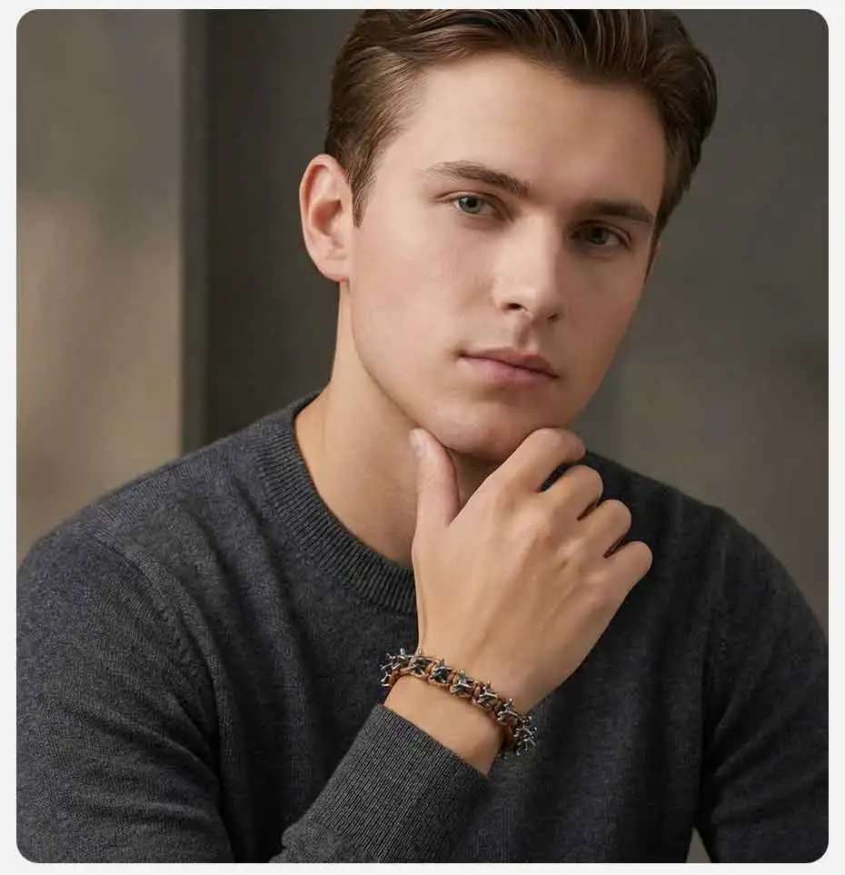 Vnox Herren-Armbänder, verstellbar, Vintage-Stil, graue Legierung, Drachenwirbelsäule, gewebtes schwarz-braunes Seil-Armband, Rock-Punk-Metallschmuck, Geschenke – Detail 3