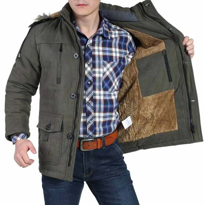 

Plus Size 6XL Winter Jacket Men Detachable Fur Hooded Warm Parka Men 2019 Plus Velvet Thicken Military Coat erkek mont