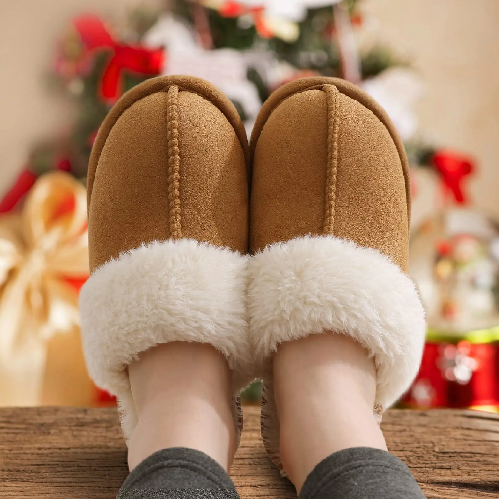 Crestar Women Winter Home Slippers Girls Warm Comfortable Fur Slippers Indoor Non-slip Shoes With Soft Soles Bedroom Slippers 4