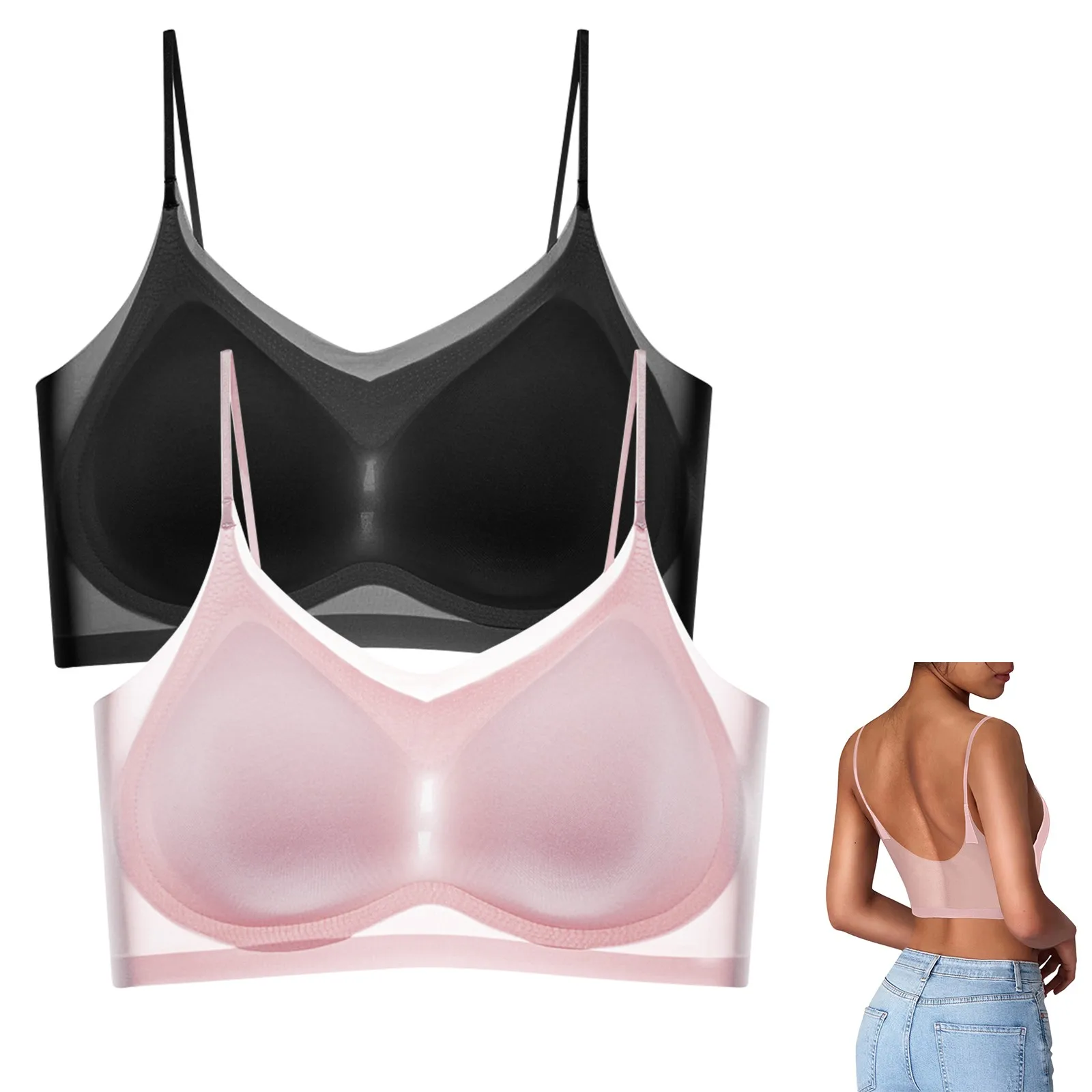 

Women 2 Pieces Seamless Bra Wireless Push Up Ultrathin Intimate Underwear Breathable Comfortable Anti-Sagging Lingerie Brassiere