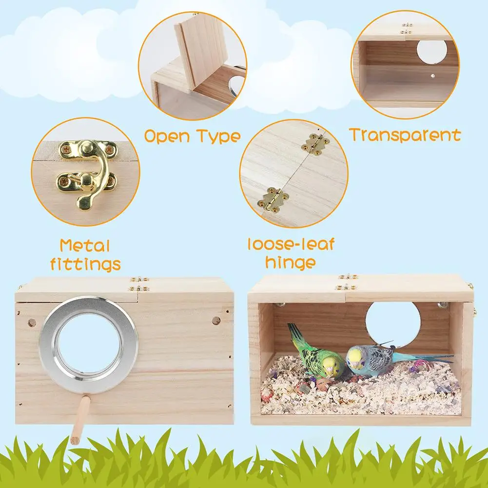 Wooden Bird Nest Outdoor Garden Decoration Breeding Box For Parrot Parakeet Cockatiel And Other Small Birds Accessories Supplies