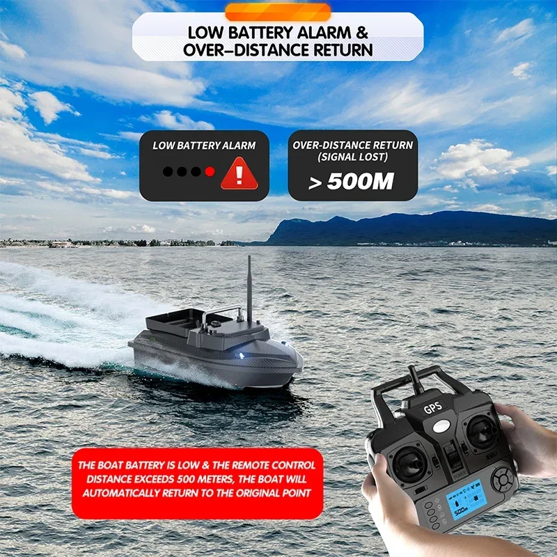 V060 GPS Bait Boat Carbon fiber color 160 Positioning Points Load 2KG Auto Return Auto Nesting Remote Control Fishing Boat Sonar