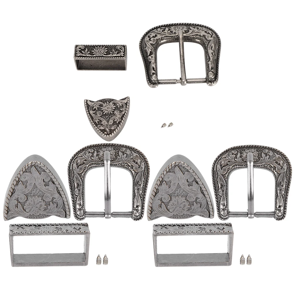 Alloy Buckle Belt Buckle Set Vintage Handmade Carving Alloy Waist Belt Set for Collar Saddle Accessories Leather Tools Leather Craft Tools Leather Craft Tool