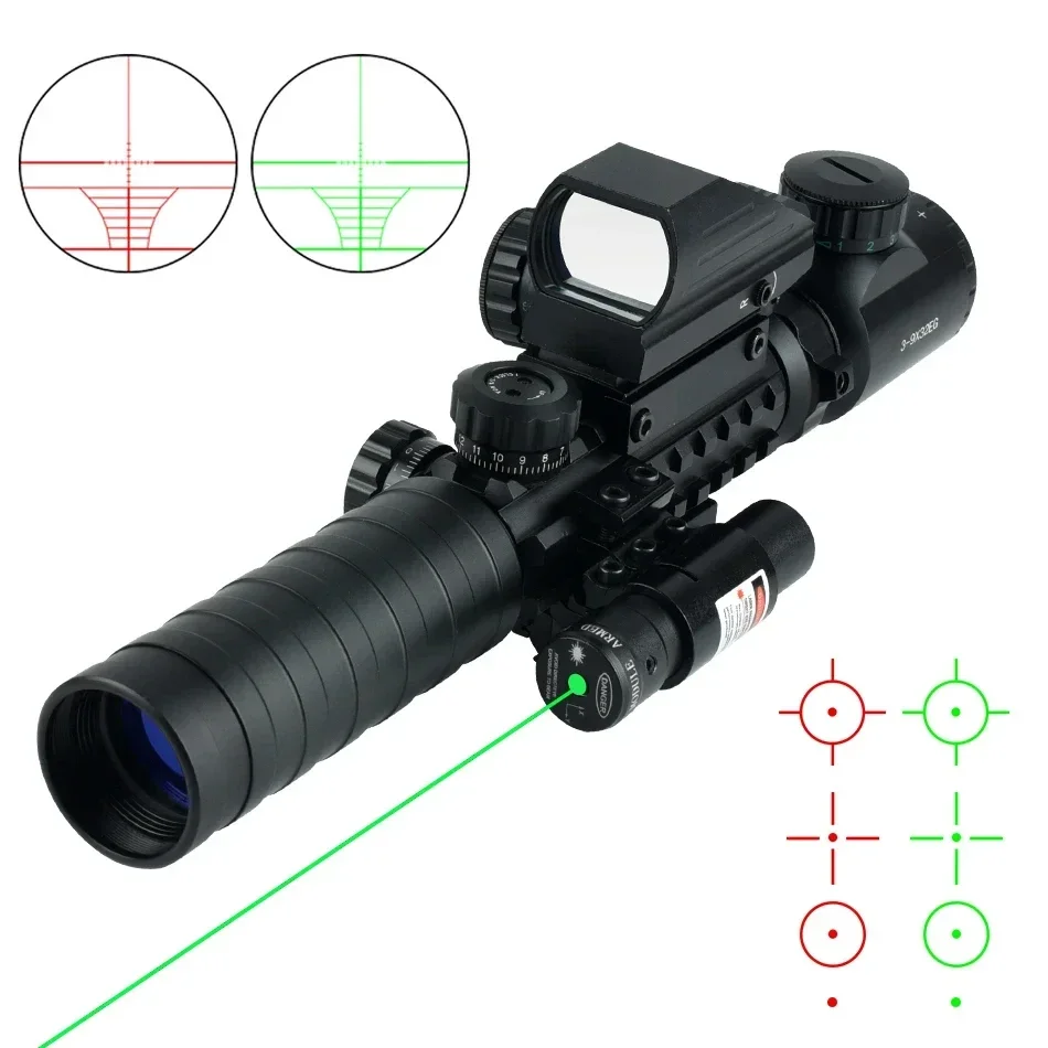 

Red/Green Illuminated Optics Sight 3-9X32EGC Hunting Riflescope Reflection Hologram Airsoft Rifle Scope Tactical Accessory