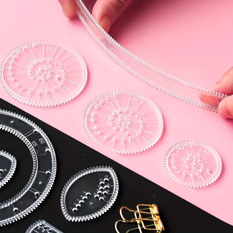 Spirograph Ruler Set Geometric Ruler Mathematical Roulette Drawing Tools Learning Painting Puzzle Toys Spirograph Art Tool 22pcs