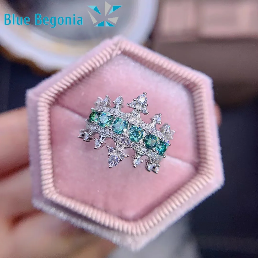 

Green Moissanite Ring 3*3MM Gemstone Real 925 Sterling Silver Fine Jewelry Rings for Women Anniversary Gift