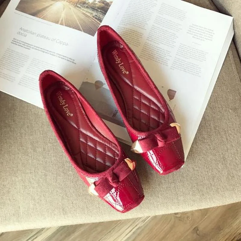 Plus Size 35-41 Women Flats Shoes 2023 Spring Woman Slip on Loafers Square Toe Butterfly-knot Ballet Flats Lady Shoes 5