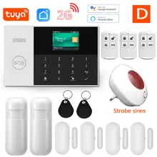 

Tuya Smart Home WIFI GSM Alarm System Smartlife App Remote Control Home Burglar Security Kit With Smoke Detector Work With Alexa