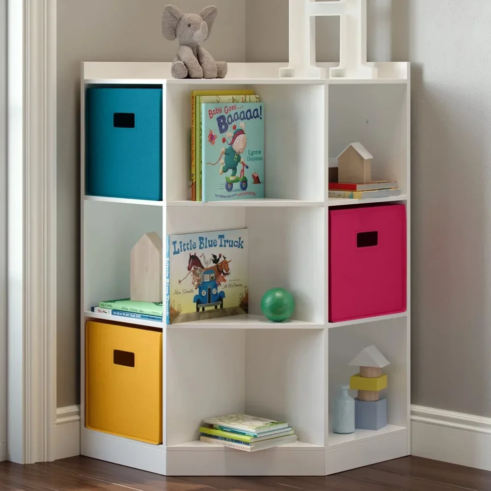 RiverRidge Kids Corner Playroom Cabinet with 6 Toy Storage Cubbies and 3 Angled Shelves - Gray 2
