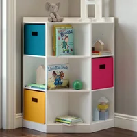 RiverRidge Kids Corner Playroom Cabinet with 6 Toy Storage Cubbies and 3 Angled Shelves - Gray 2