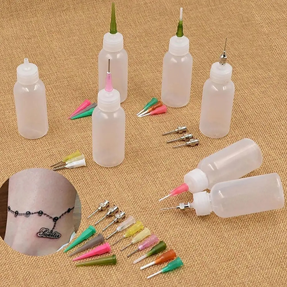Dropshipping!! Henna Tattoo Applicator Squeeze Plastic Drawing Bottle Detailing Nozzle Tip Set