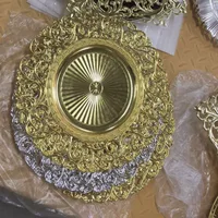 13inch Luxury Hollow Flower Tray Plastic Home Dining Plate Wedding Dessert Cake Tray Western Steak Kitchen Dish Charger 100pcs 1