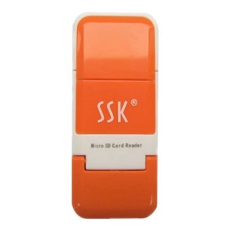플러그 앤 플레이 USB 2.0 USB 플래시 미니 SD 카드 리더, SSK SCRS022, 480Mbps, PC 노트북용, 흰색 + 주황색