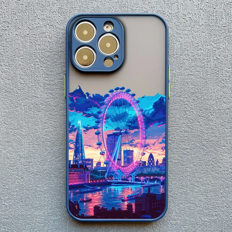 World Travel City Urban Architecture Handbemalte Handyhülle für iPhone 17 16 15 Pro Max Plus 13 12 Mini 14 11 Pro Max XR Cover – Detail 10