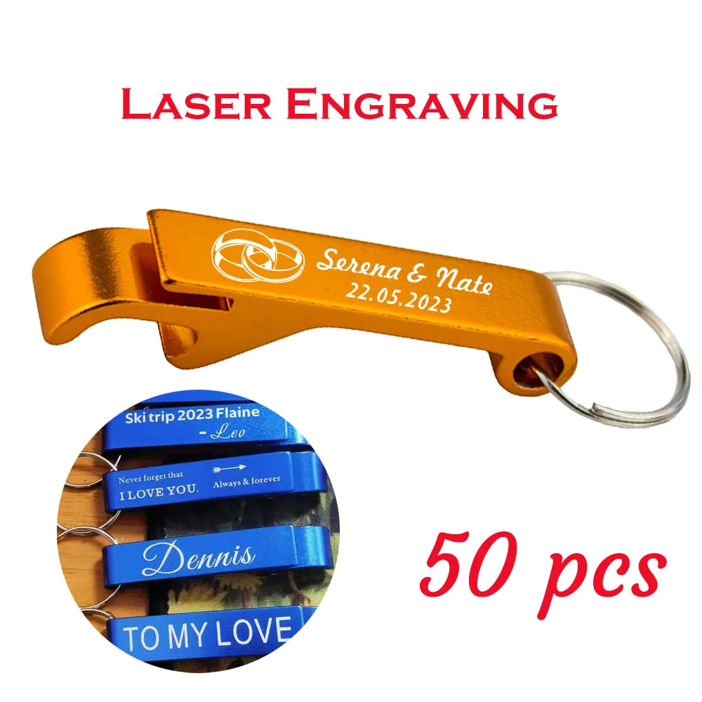 50pcsPersonalizedWeddingFavorBottleOpenerKeychainWineOpener