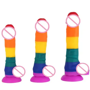 Rainbow Realistic Dildo Sex Toys for Women Masturbators Strap on Penis Toys for Adults 18 Sex Shop 1