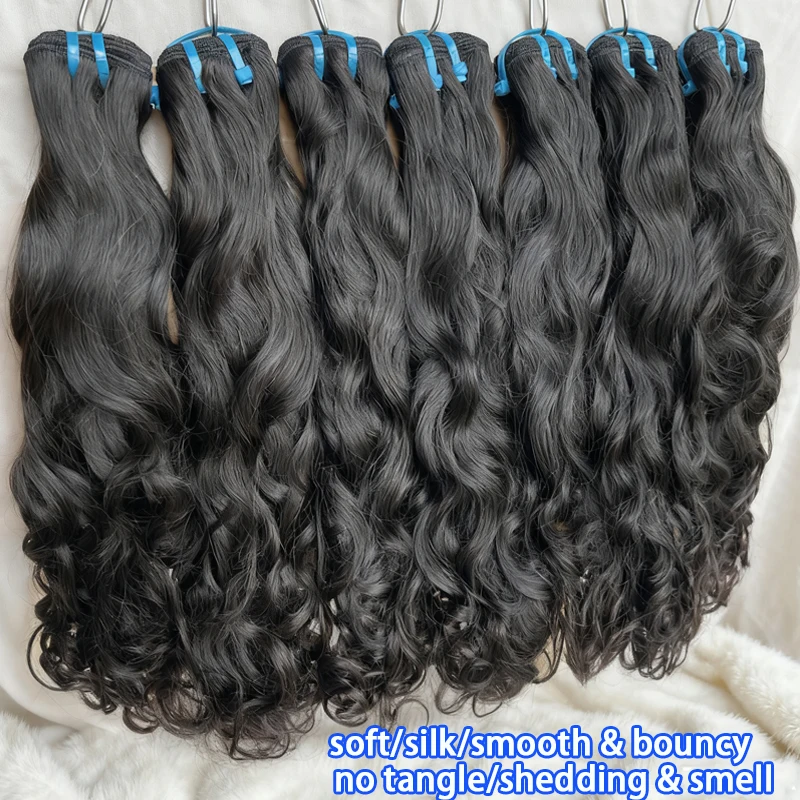 18A Unprocessed Raw Natural Wave 100% Human Hair Bundles Extensions Natural Curly Wavy Vietnamese Hair #1B Natural Black Color 2