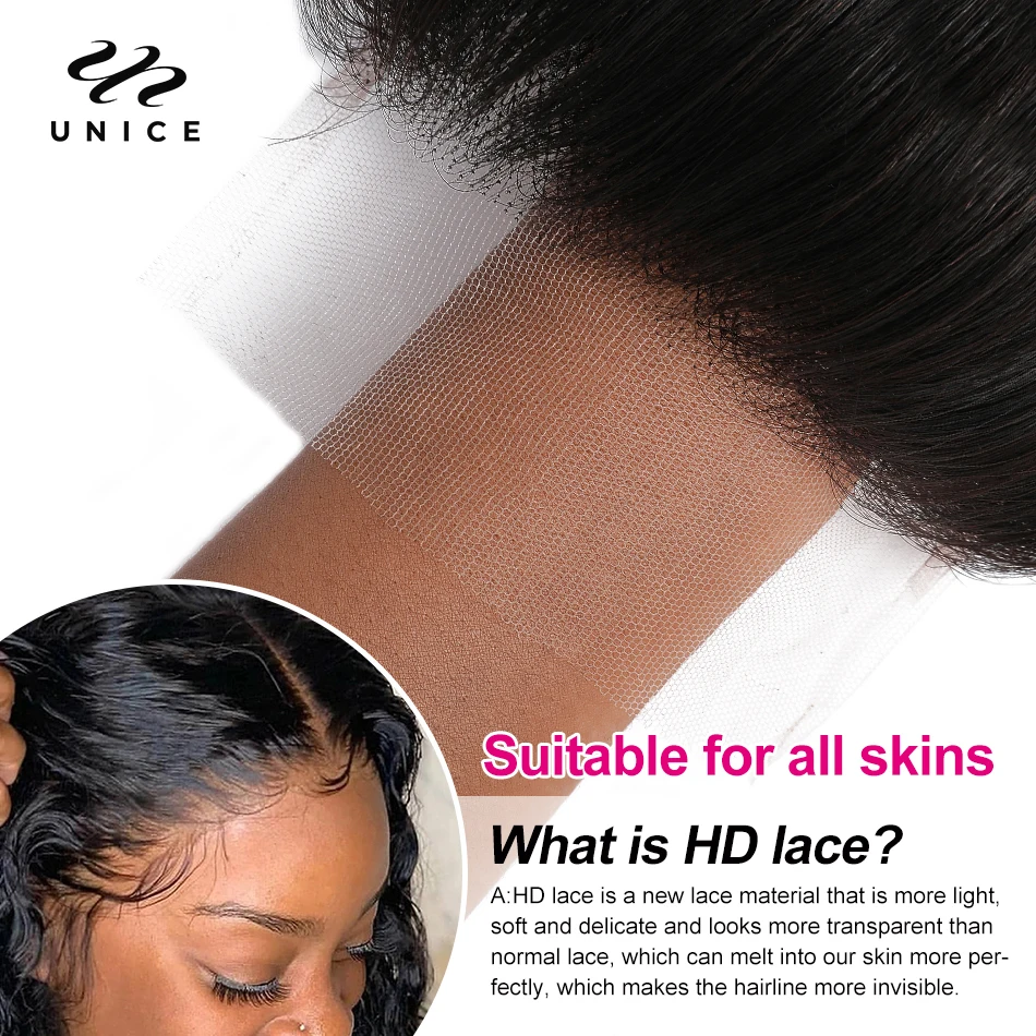 Unice Hair 5x5 HD Lace Closure 100% Human Hair Body Wave Lace Closure Real HD Match All Skins human hair extensions human hair closure human hair lace product human hair frontal