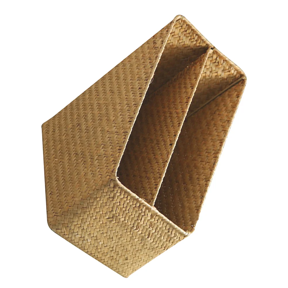 Woven Straw File Storage Basket Rattan Document ganizer Desk Bookshelf Holder Storage Baskets For Home Office Use 5