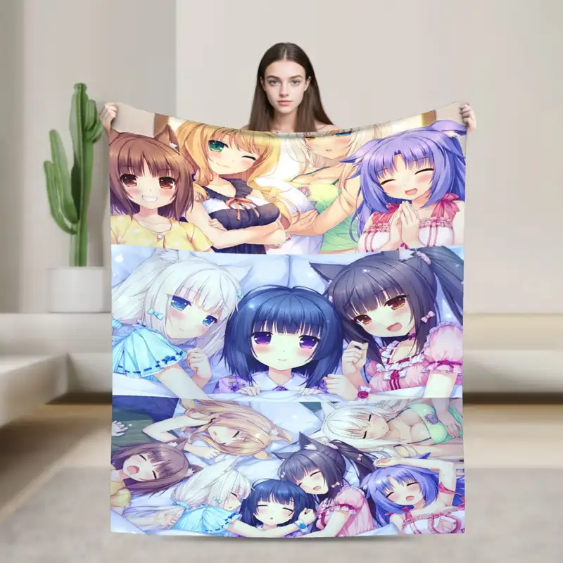 Shigure Minaduki and Fraise Nekopara Anime Blanket  Flannel Funny Soft Throw Blankets for Bed Sofa Autumn/Winter - Image 16
