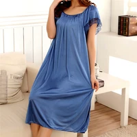 Women Night Gowns Sleepwear Lace Patchwork Nightwear Long Sleeping Dress Casual Ladies Home Dressing - Image 5