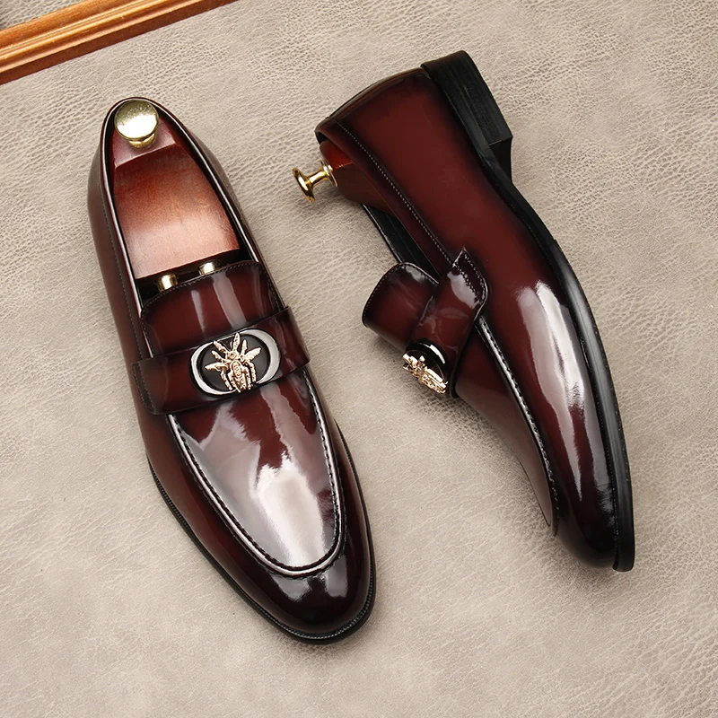 Leather shoes man patent leather foot cover style large size upscale dress marriage