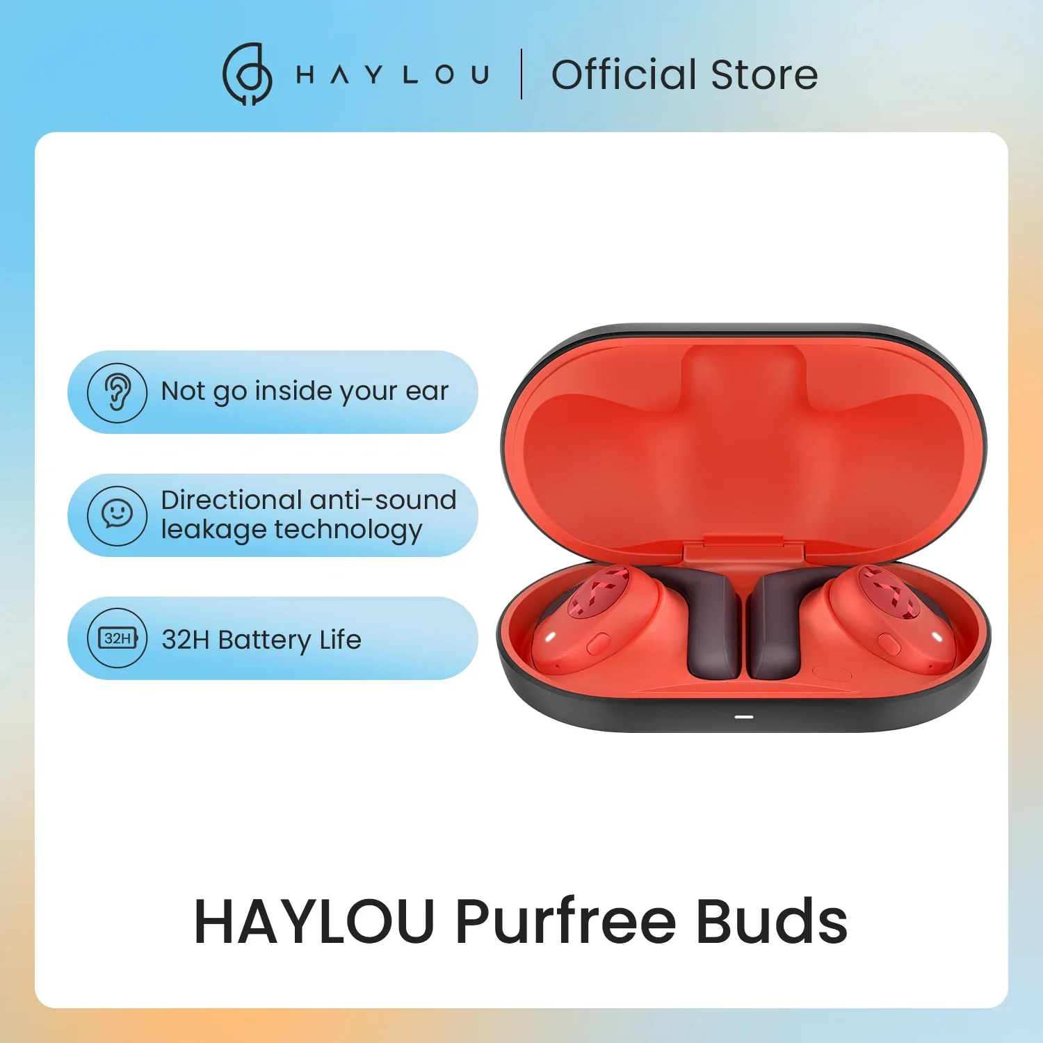 HAYLOU PurFree Buds True Wireless Open Earbuds 32H Endurance IP55 Waterproof Anti-Sound Leakage Noise Cancellation Sport Headset