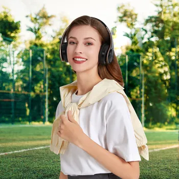 HIFI 스테레오 이어폰, 블루투스 헤드폰, 음악 헤드셋, FM 및 SD 카드 지원, 모바일 샤오미, 아이폰, 삼성 태블릿용 마이크 포함