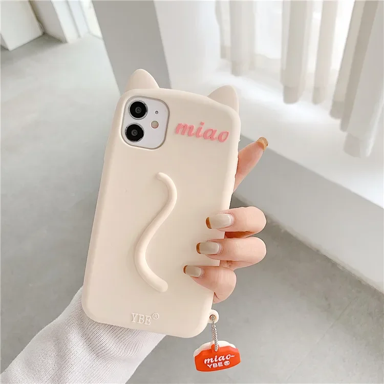 Kawaii 3D Cartoon Cat Ears Soft Shockproof Phone Case - Cute & Protective Cover