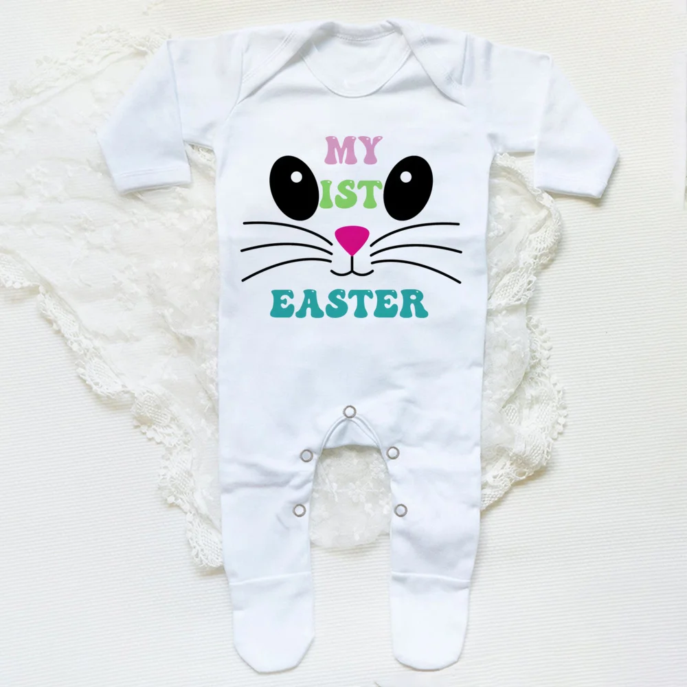 My First Easter Print  Baby Sleepsuit Newbron Babygrow Sleepsuit Baby Girl/ Boy Clothing Infant Easter Day Present  Bodysuits 3