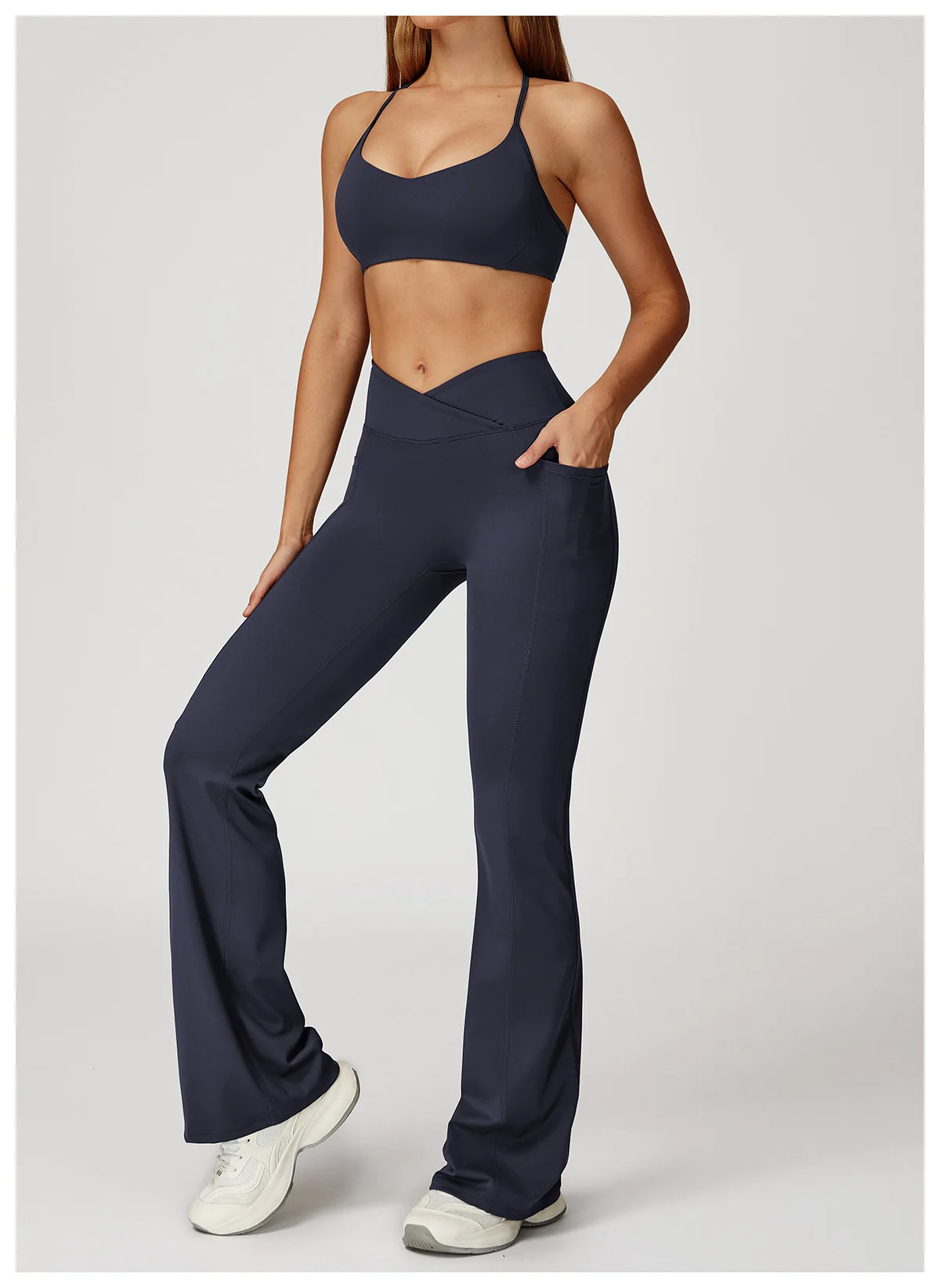 Pantalon Yoga Évasé Taille Haute Femme