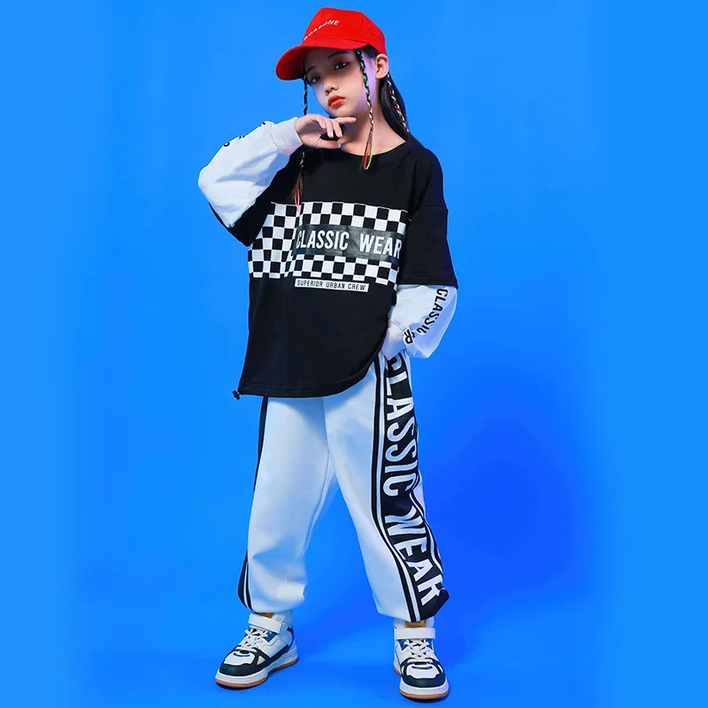 

2022 Loose Kpop Clothing For Girls Ballroom Hip Hop Dance Costumes Boys Jazz Streetwear Festival Carnival Stage Costume