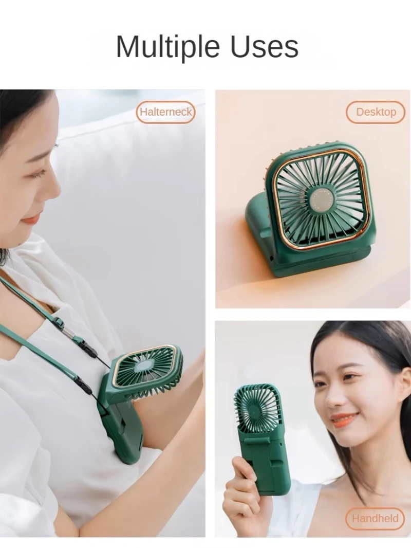 Handheld outdoor small fan portable small halterneck Adjustable Speeds foldable USB charging cooling artifact F30 PRO