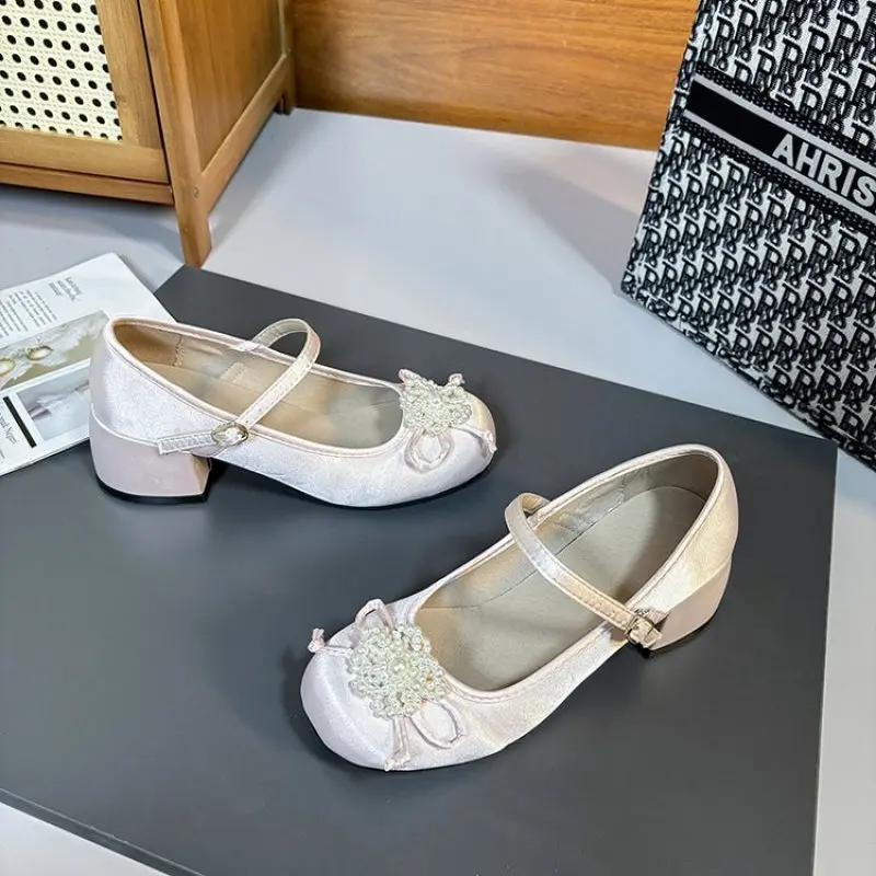 2024 NEW Spring Autumn Shoes Fashion Shallow Round Toe Mid Heel Shoes Ladies Elegant Outdoor Single Pumps Shoes