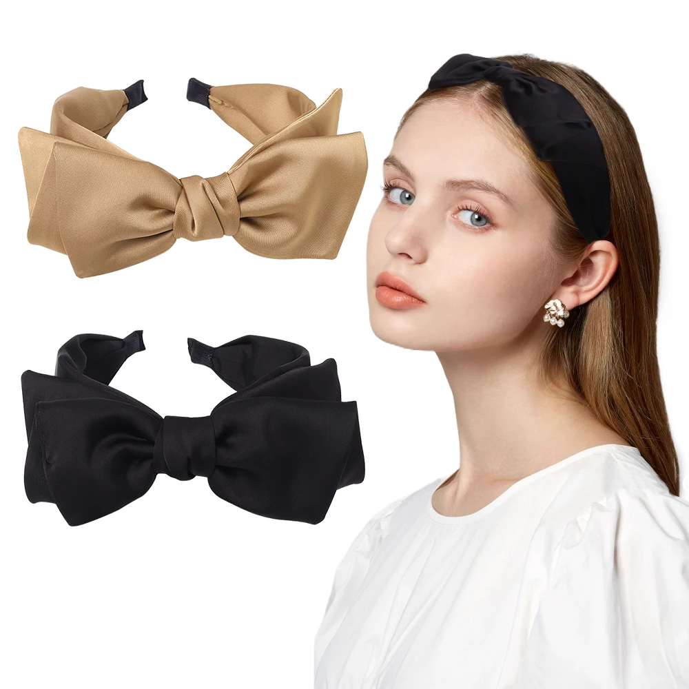 Korean Version Satin Bow Headband Pressure Hair Cute Wide-Brimmed Headband Solid Color Headwear For Adult Casual Hairband small secret garden coloring book decompression adult version hand drawn coloring datura painting color book libros livros