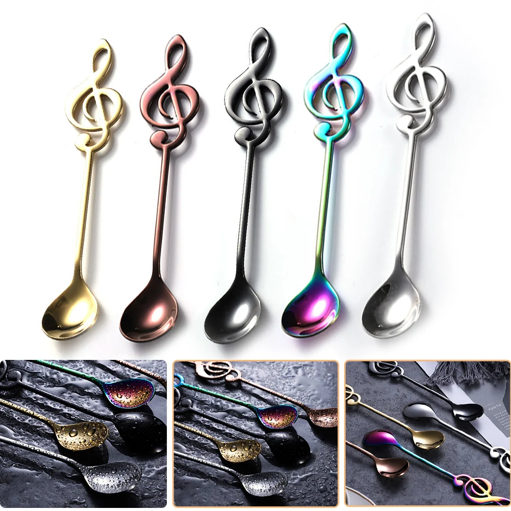 

1Pc Stainless Steel Musical Notes Coffee Spoon Tea Stirring Spoon Tea Desserts Sugar Spoon Tableware Coffeeware Kitchen Gadgets