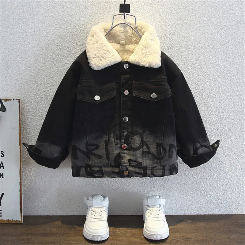 

Пальто для мальчиков, куртка, верхняя одежда, хлопок 2023, теплая, утепленная, бархатная, зимняя спортивная детская одежда