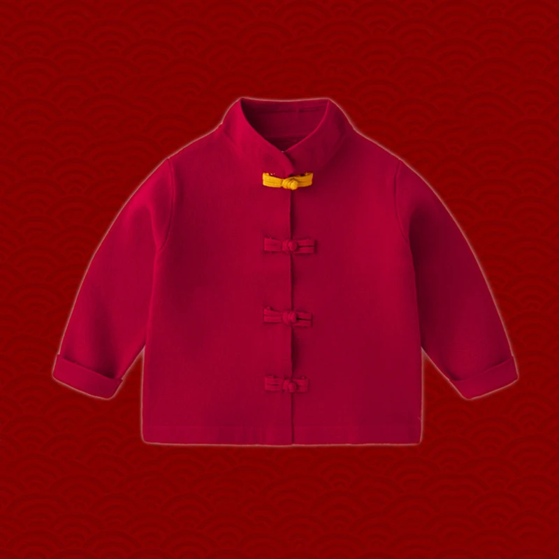 

Red Chinese Traditional Hanfu Sweater For Baby Boys Tang Suit Coat Chinese New Year Outfit Birthday Gift Christmas Cotton