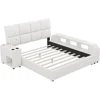 Queen Size Smart Bed Frame  Upholstered Platform Bed with Headboard and Light with Storage Shelves and Multimedia Nightstand 5